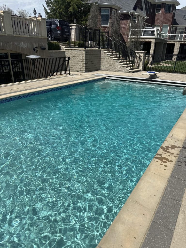 Backyard pool with shallow sun shelf
